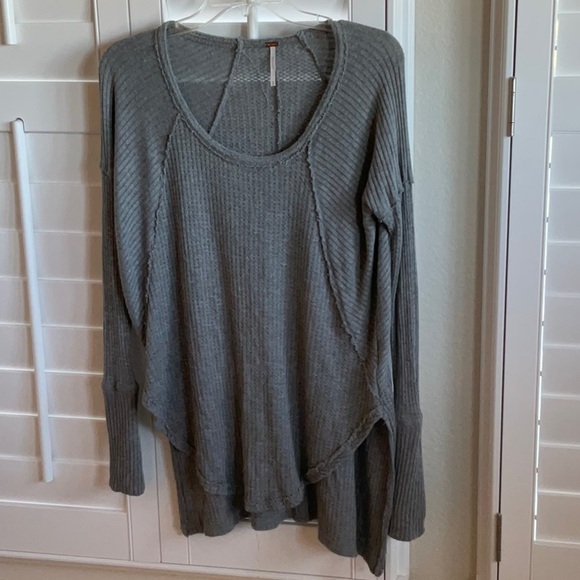 Free People. Dark Gray Thermal tunic.  Scoop neck.  XS - Picture 1 of 5